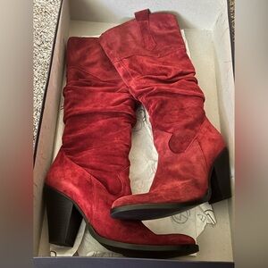 Women's Red Suede Boots